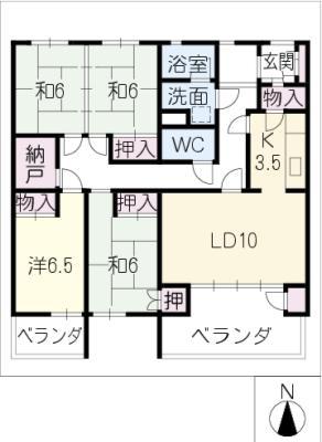 コーポ田神 C棟201(4SLDK/2階)の間取り写真