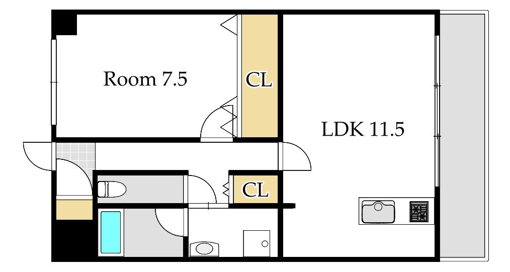 エクセレント南中央(1LDK/6階)の間取り写真