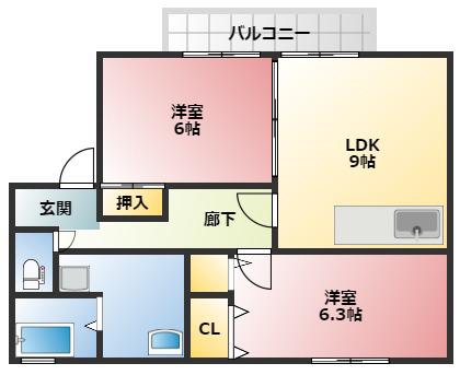 エスポワール(2LDK/2階)の間取り写真