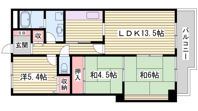 サンフレンド長坂(3LDK/1階)の間取り写真