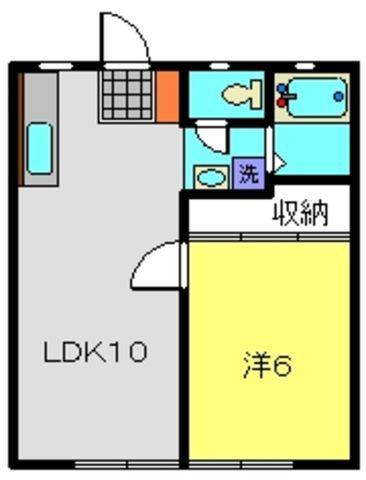 かねこハイツF(1LDK/1階)の間取り写真