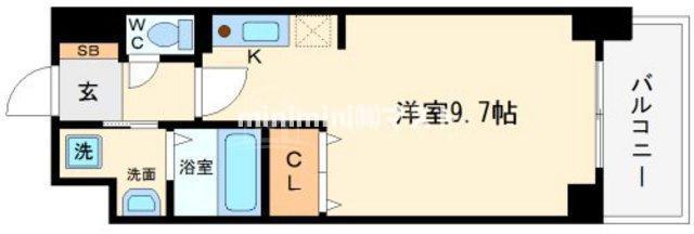 KDXレジデンス難波南(ワンルーム/13階)の間取り写真