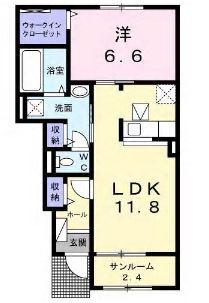 マーレ プレッソ II(1LDK/1階)の間取り写真