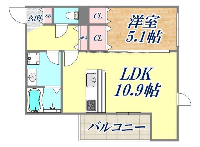 スペチアーレ潮江(1LDK/2階)の間取り写真