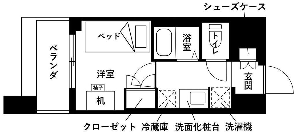 レジディア仙台支倉(ワンルーム/12階)の間取り写真