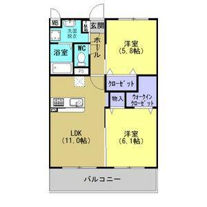 メゾン シュシュ(2LDK/2階)の間取り写真