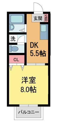 ハイツ大与(1DK/1階)の間取り写真