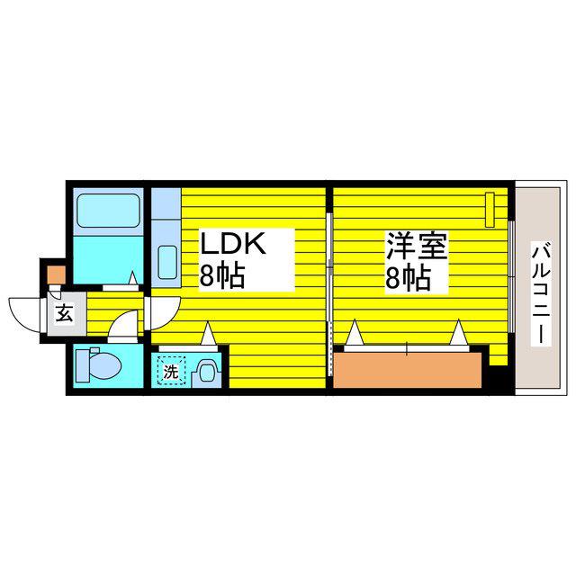 リバティー藤(1LDK/4階)の間取り写真