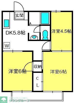 MINTHOUSE A(3DK/1階)の間取り写真