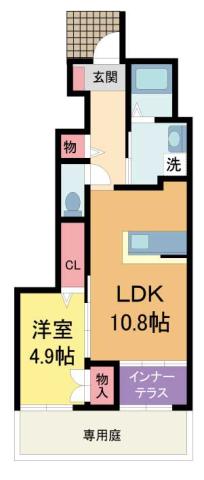 メゾン・ド・プランタン(1LDK/1階)の間取り写真