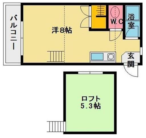 グリーンJOYO(ワンルーム/2階)の間取り写真