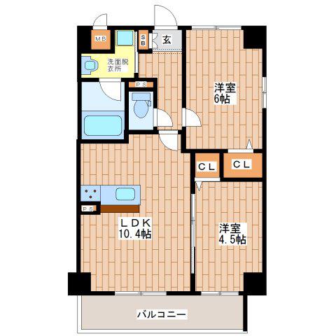 ロンド・エーデルワイス(2LDK/4階)の間取り写真