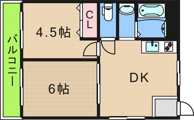 坂本Vマンション(2DK/2階)の間取り写真