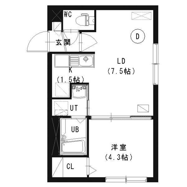 シティレジデンス北34条(1LDK/3階)の間取り写真