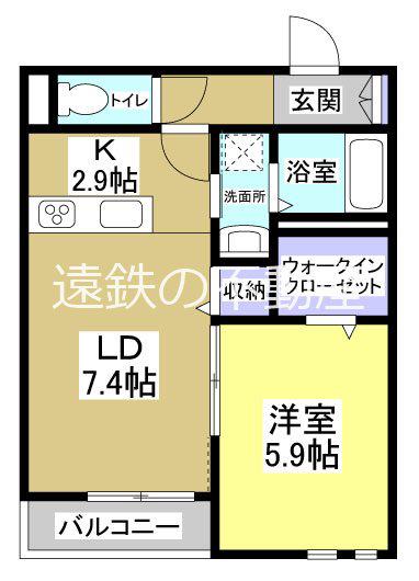 エクストラ(1LDK/1階)の間取り写真