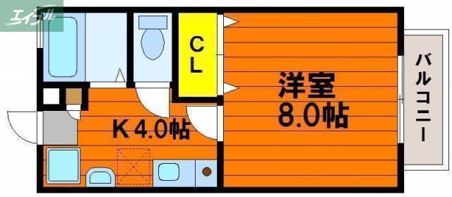 パークサイドなんばA(1K/2階)の間取り写真
