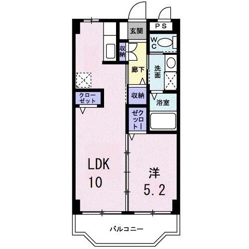 ブルースター(1LDK/2階)の間取り写真