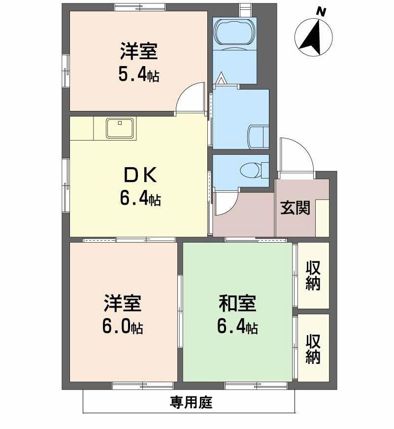 シェソワSATSUNO A(3DK/1階)の間取り写真