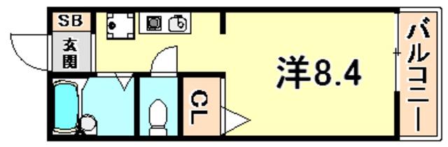 平成山手ハイツⅠ(ワンルーム/2階)の間取り写真