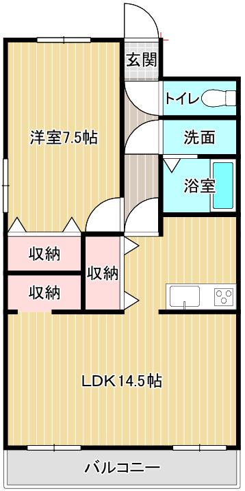 アーヴァンシティー中島田(1LDK/3階)の間取り写真