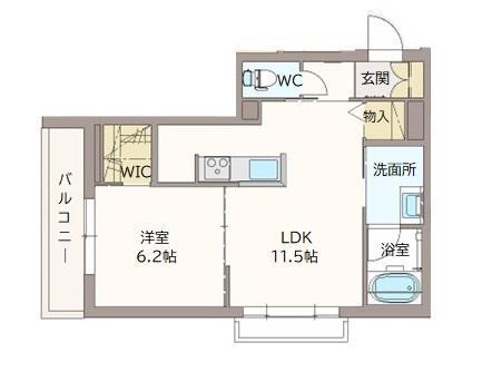 シャーメゾンGRAND 七日市(1LDK/2階)の間取り写真