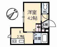 グランドベレオ明治町(1K/1階)の間取り写真