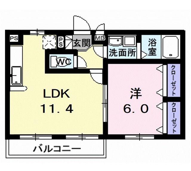 スパツィオ プラシード(1LDK/2階)の間取り写真