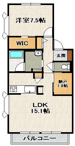 くるみハイツ(1SLDK/2階)の間取り写真