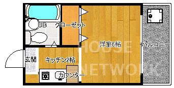 サンハイツ浅野(1K/3階)の間取り写真
