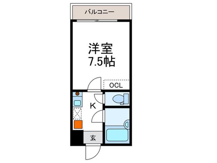 サンダ館II(1K/1階)の間取り写真