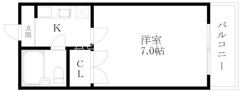 第Ⅱコーポリーブル(1K/4階)の間取り写真