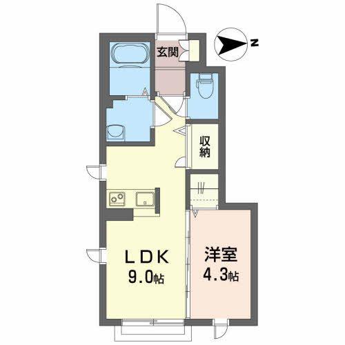 シャーメゾンYS B(1LDK/1階)の間取り写真