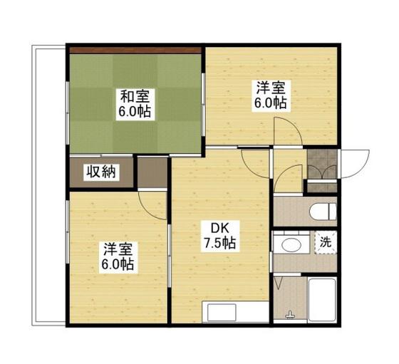 迫本コーポ(3DK/2階)の間取り写真