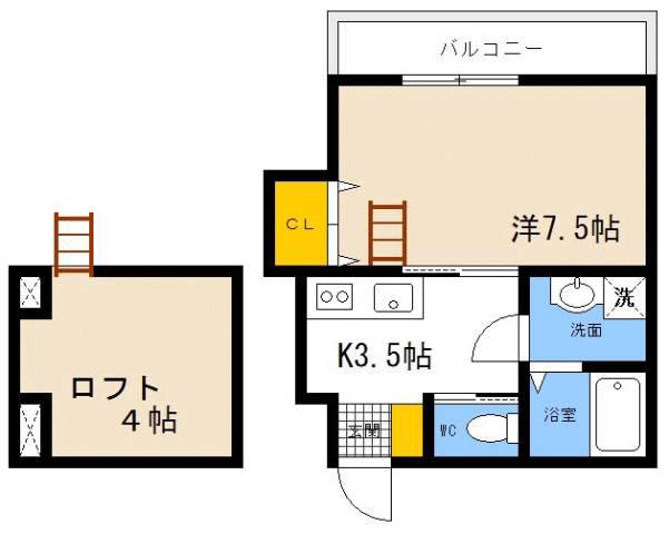 波田ビル5 (1K/2階)の間取り写真