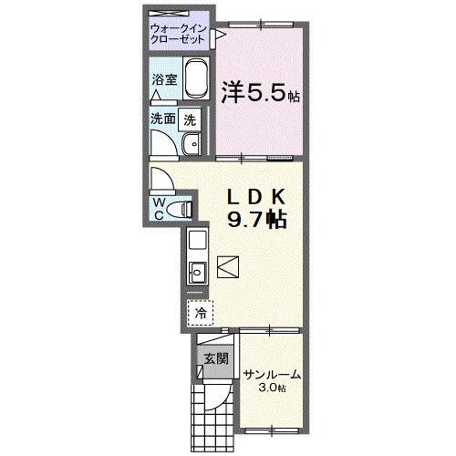 ピュアドリーム(1LDK/1階)の間取り写真
