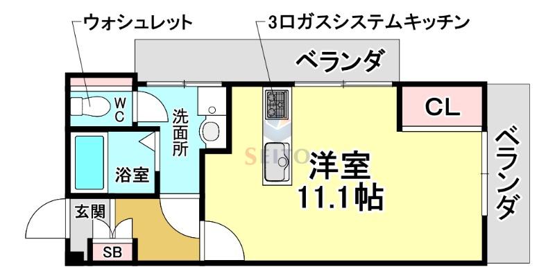 パステルハイツ(ワンルーム/4階)の間取り写真
