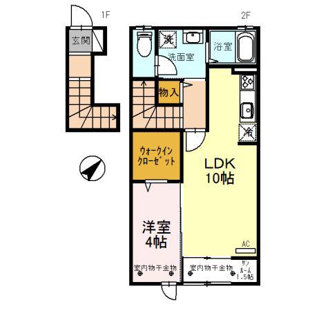 D-ROOMエンゼル(1LDK/2階)の間取り写真