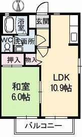 パークボナベンチャーハイツA(1LDK/1階)の間取り写真