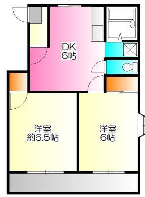 ドミールみもみ1番館(2DK/1階)の間取り写真