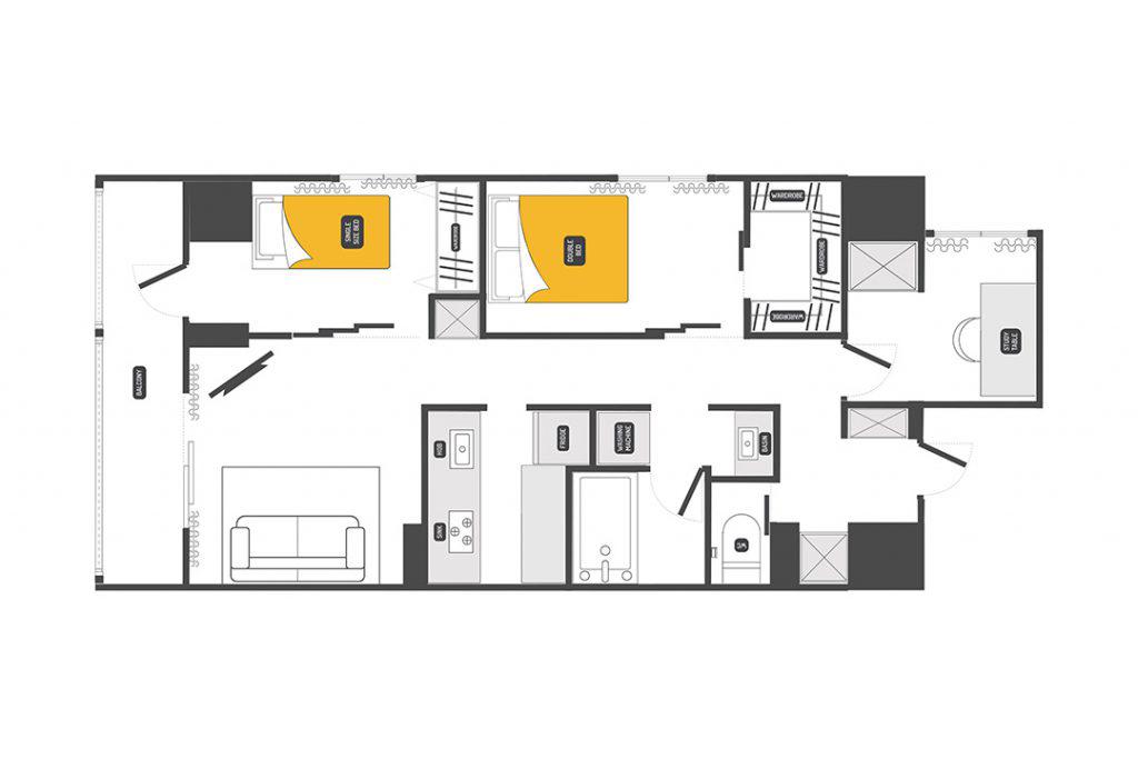 DASH LIVING TSUKIJI イースト - 3BR(3LDK/6階)の間取り写真