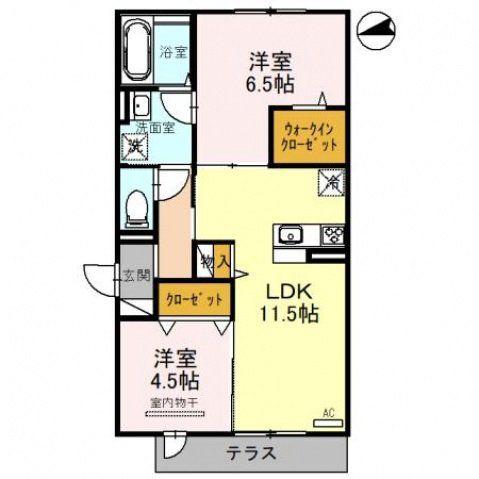 ボースウイングス竹渕東(2LDK/1階)の間取り写真