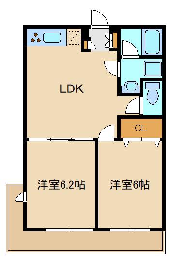 ニューポート(2LDK/2階)の間取り写真