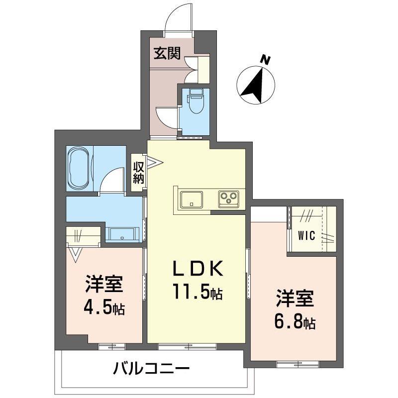 クィンス(2LDK/2階)の間取り写真