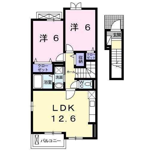 フロンティア(2LDK/2階)の間取り写真