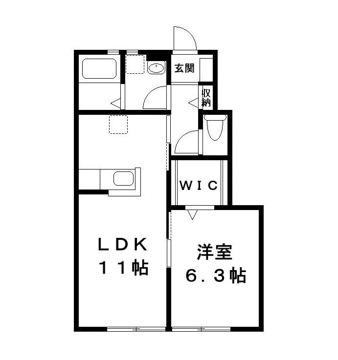 プランドールK(1LDK/1階)の間取り写真