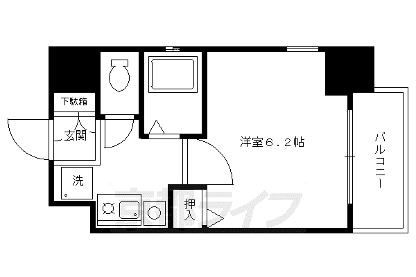 ベラジオ二条城前(1K/5階)の間取り写真