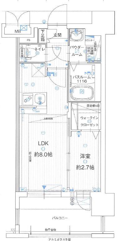 グランフォーレ千早プレミア(1LDK/14階)の間取り写真