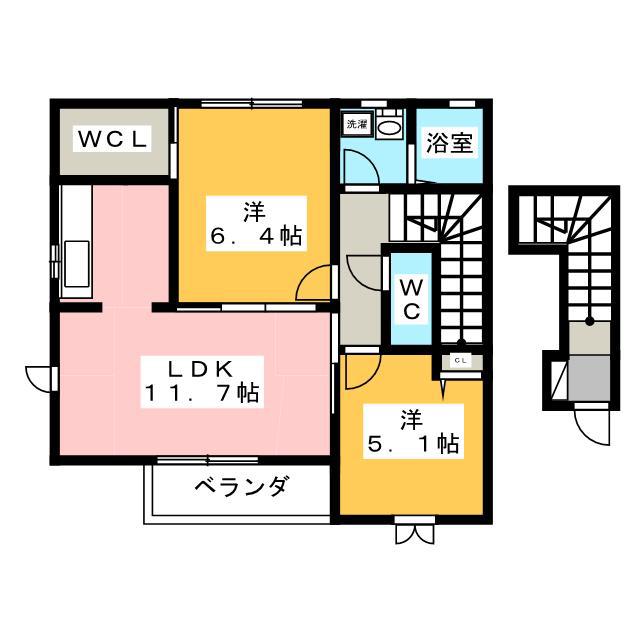 ブランシェ四季II B(2LDK/2階)の間取り写真