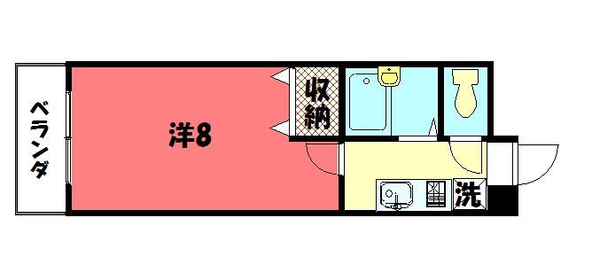 グレースヴィラ下鴨(1K/6階)の間取り写真