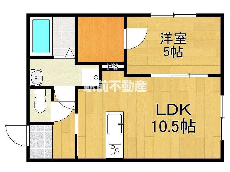 ファイバー(1LDK/2階)の間取り写真